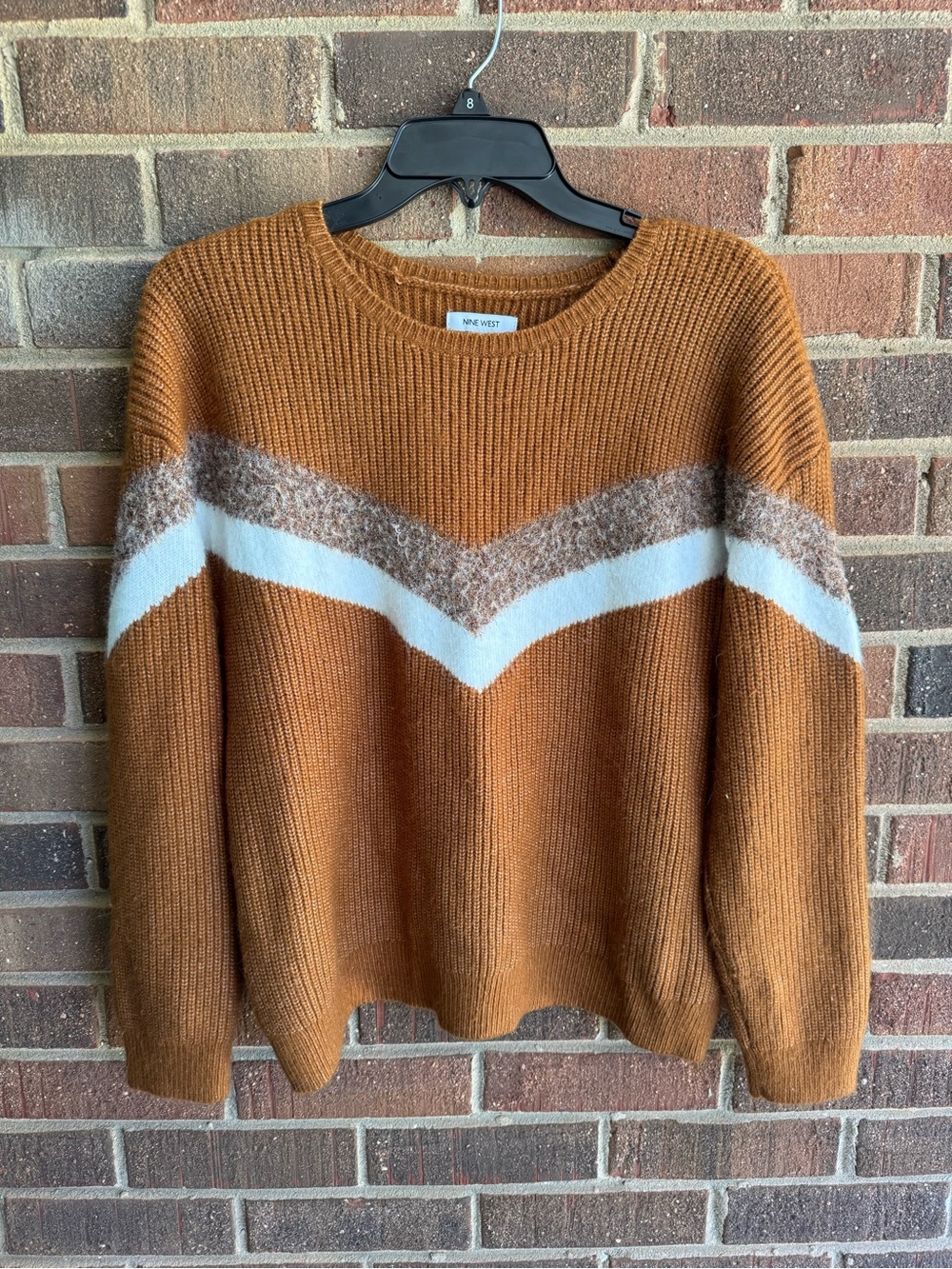 Nine West Women's Rust Chevron Stripe Sweater
